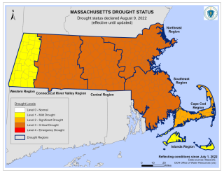 MA Drought Level Map Update August 9th 2022